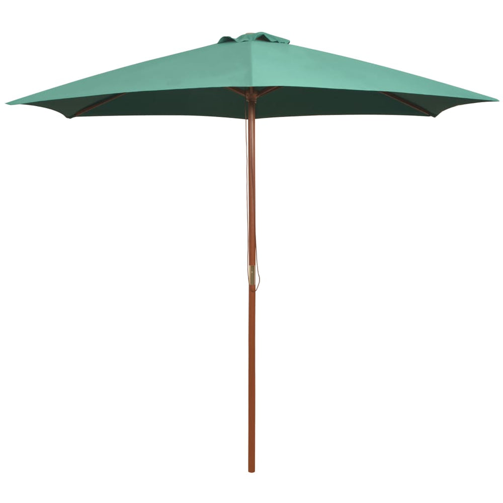 Grüner Sonnenschirm 270x270 cm mit Holzpfosten