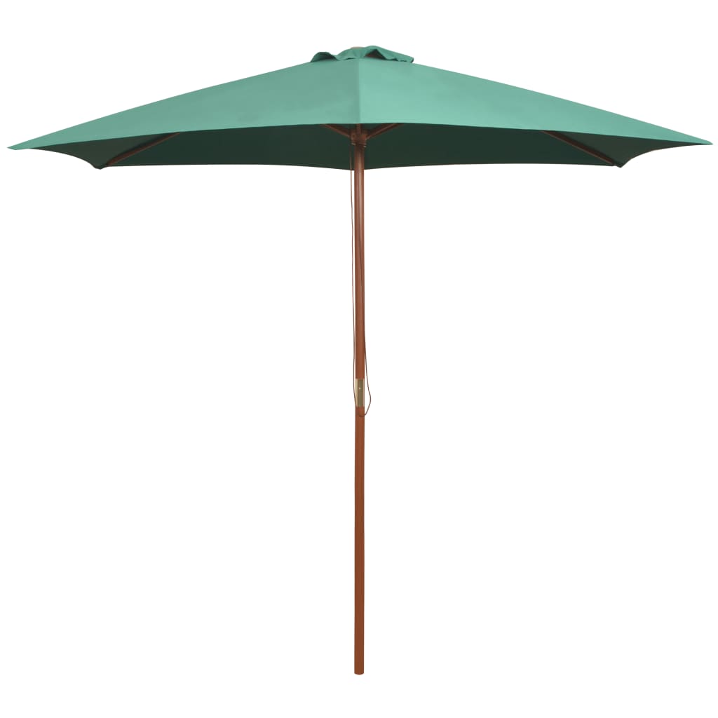 Grüner Sonnenschirm 270x270 cm mit Holzpfosten
