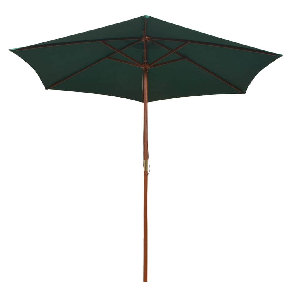 Grüner Sonnenschirm 270x270 cm mit Holzpfosten