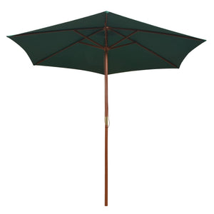 Grüner Sonnenschirm 270x270 cm mit Holzpfosten