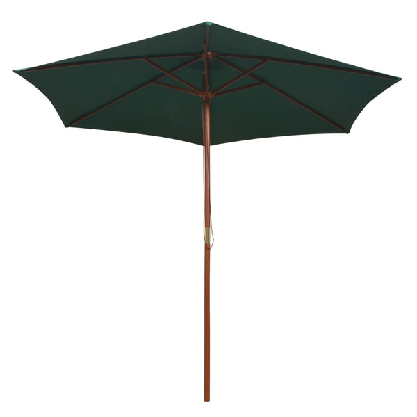 Grüner Sonnenschirm 270x270 cm mit Holzpfosten