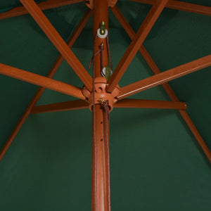 Grüner Sonnenschirm 270x270 cm mit Holzpfosten