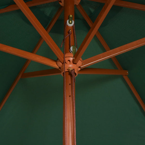Grüner Sonnenschirm 270x270 cm mit Holzpfosten
