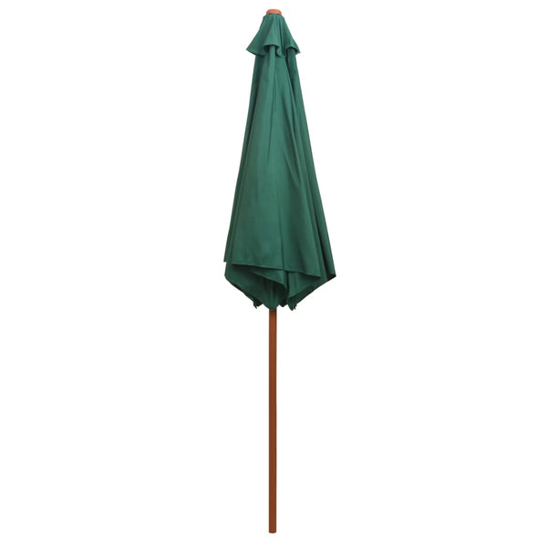 Grüner Sonnenschirm 270x270 cm mit Holzpfosten