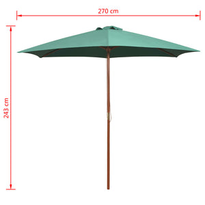 Grüner Sonnenschirm 270x270 cm mit Holzpfosten