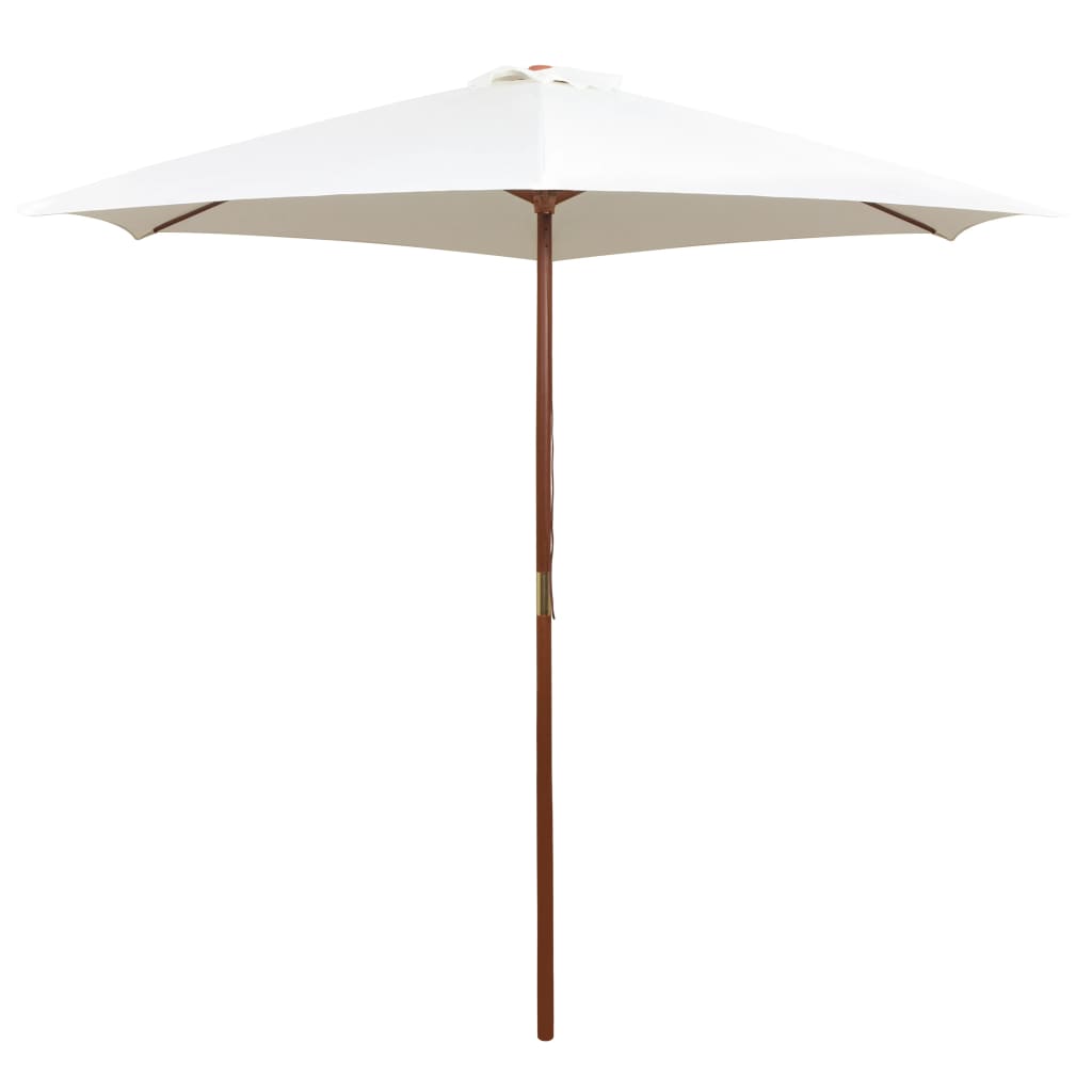 Cremeweißer Sonnenschirm 270x270 cm mit Holzstange