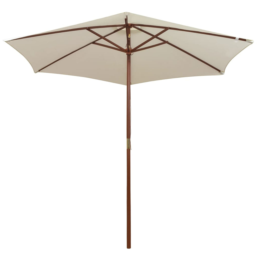 Cremeweißer Sonnenschirm 270x270 cm mit Holzstange