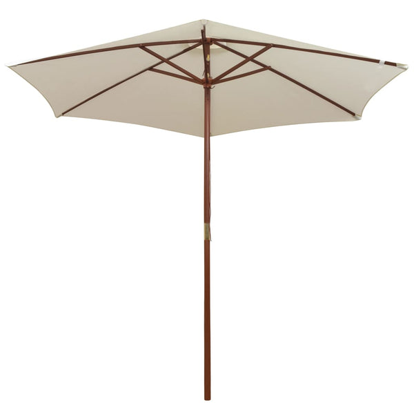 Cremeweißer Sonnenschirm 270x270 cm mit Holzstange