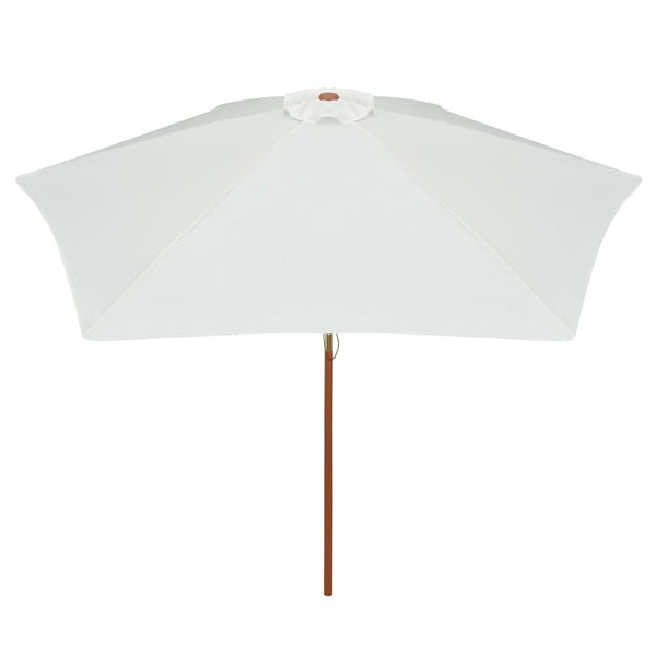Cremeweißer Sonnenschirm 270x270 cm mit Holzstange