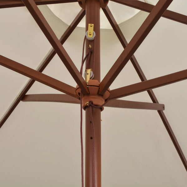 Cremeweißer Sonnenschirm 270x270 cm mit Holzstange