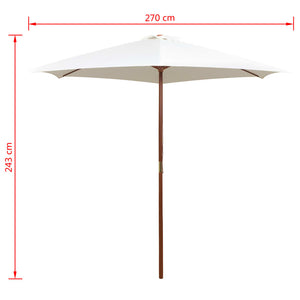 Cremeweißer Sonnenschirm 270x270 cm mit Holzstange