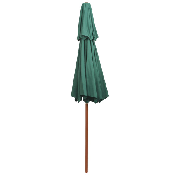 Grüner Sonnenschirm 270x270 cm mit Holzmast