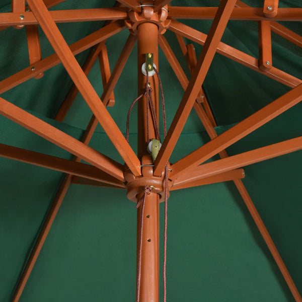 Grüner Sonnenschirm 270x270 cm mit Holzmast