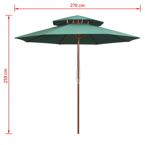 Grüner Sonnenschirm 270x270 cm mit Holzmast