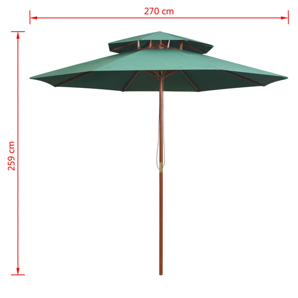 Grüner Sonnenschirm 270x270 cm mit Holzmast