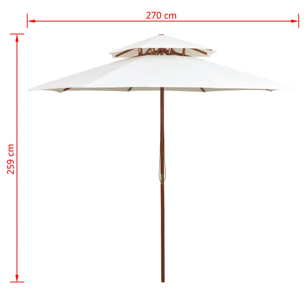 Doppeldeck Sonnenschirm 270x270 cm Cremeweiß