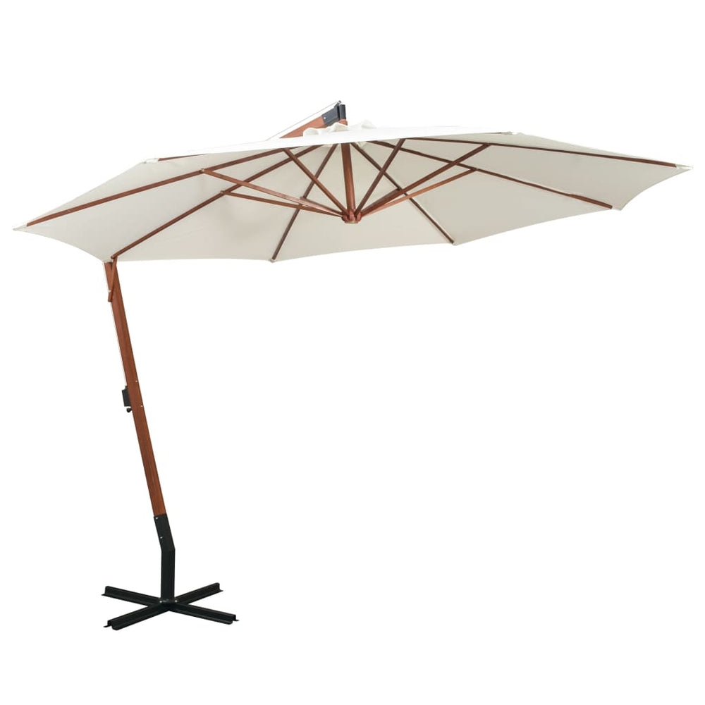 Ampelschirm 350 cm Weiß Holzmast