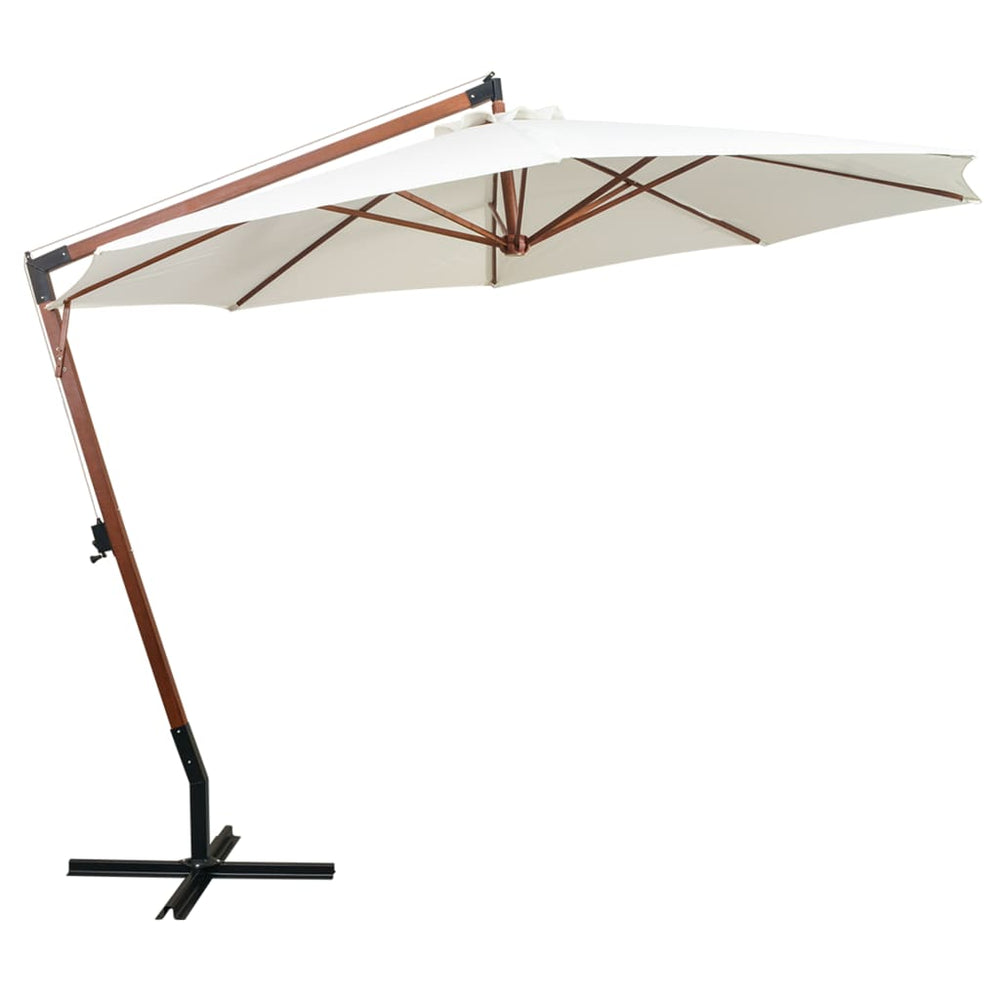 Ampelschirm 350 cm Weiß Holzmast