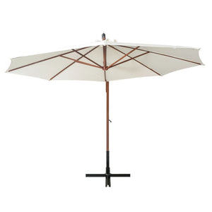 Ampelschirm 350 cm Weiß Holzmast