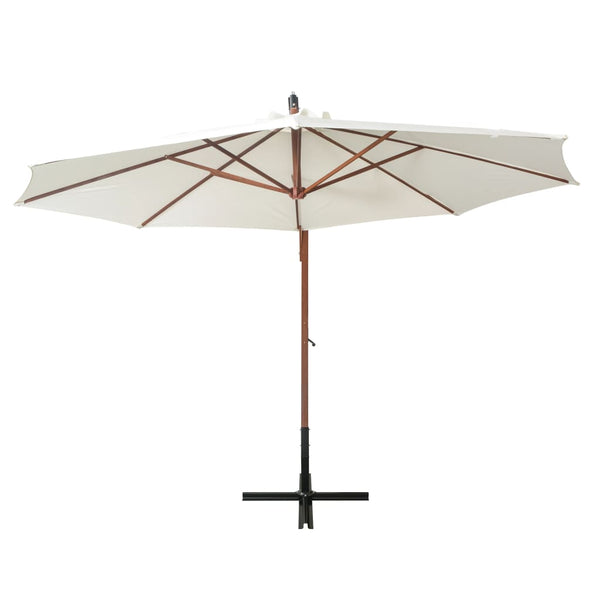 Ampelschirm 350 cm Weiß Holzmast