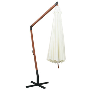 Ampelschirm 350 cm Weiß Holzmast
