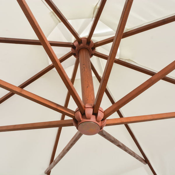 Ampelschirm 350 cm Weiß Holzmast
