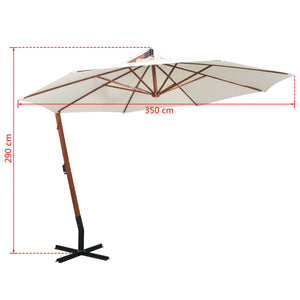 Ampelschirm 350 cm Weiß Holzmast