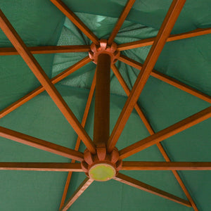 Grüner Ampelschirm, 300x300 cm, Holz