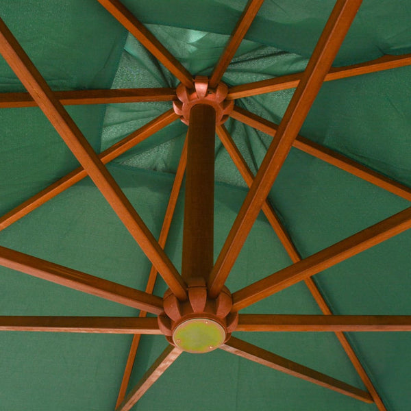 Grüner Ampelschirm, 300x300 cm, Holz