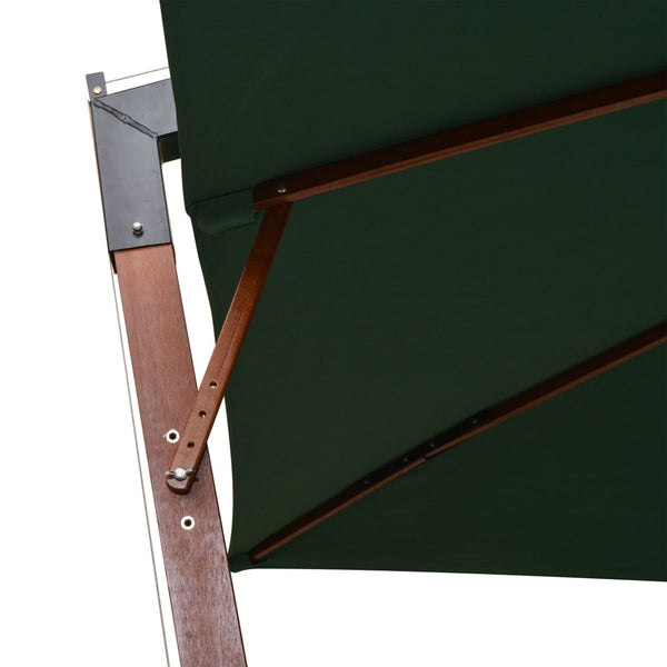 Grüner Ampelschirm, 300x300 cm, Holz