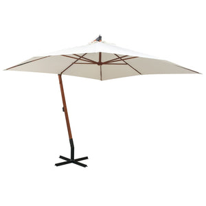 Ampelschirm, 300x300 cm, Holz, Weiß