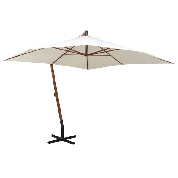 Ampelschirm, 300x300 cm, Holz, Weiß