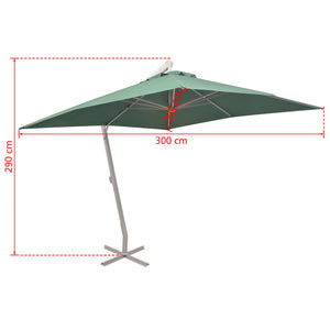 Grüner Ampelschirm 300x300 cm mit Aluminiummast