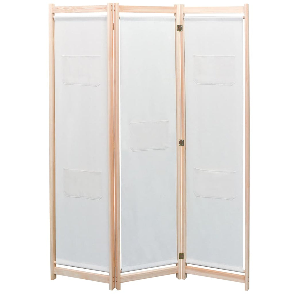 3-teiliger Raumteiler Creme Stoff 120x170 cm