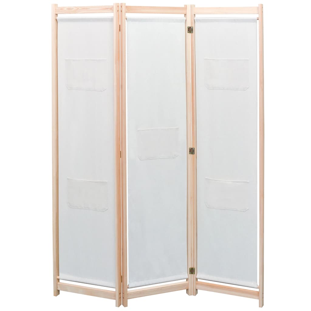 3-teiliger Raumteiler Creme Stoff 120x170 cm