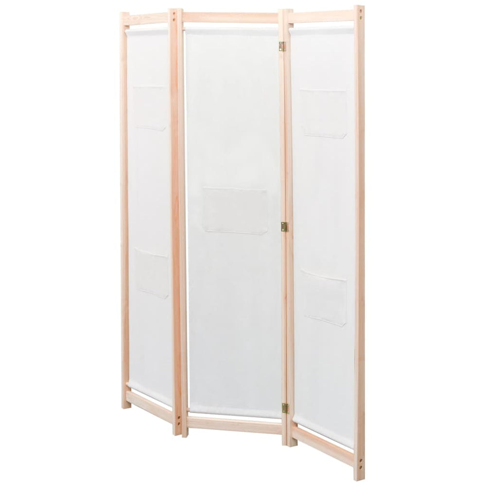 3-teiliger Raumteiler Creme Stoff 120x170 cm