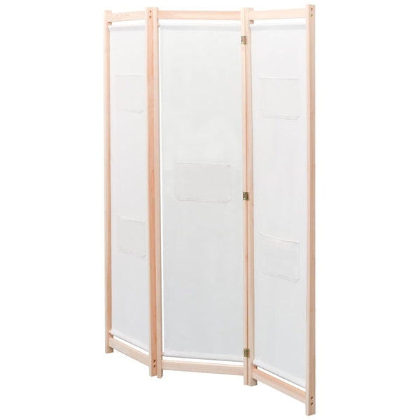 3-teiliger Raumteiler Creme Stoff 120x170 cm