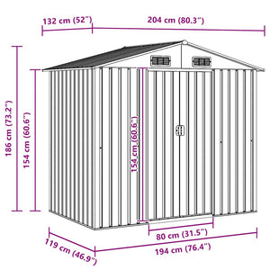 Gartenschuppen Metall Grau 204x132x186cm