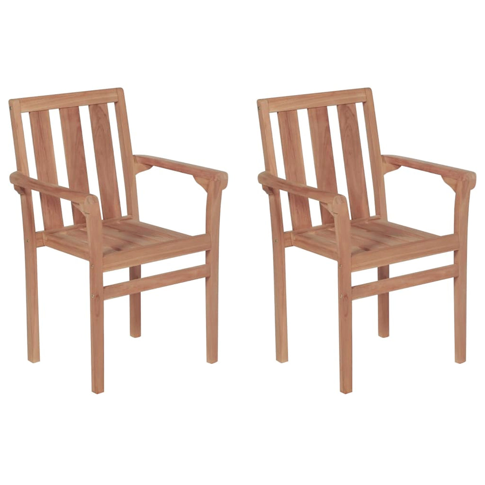 vidaXL Chaises de jardin empilables 2 pcs Bois de teck massif