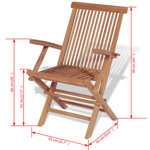 11-tlg. Teak Garten Essgruppe mit Klappstühlen