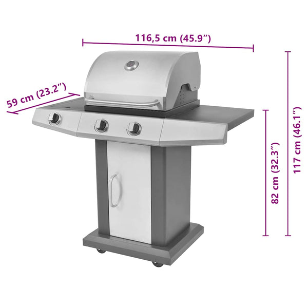 Gasgrill mit 2+1 Brennern, Schwarz/Silber
