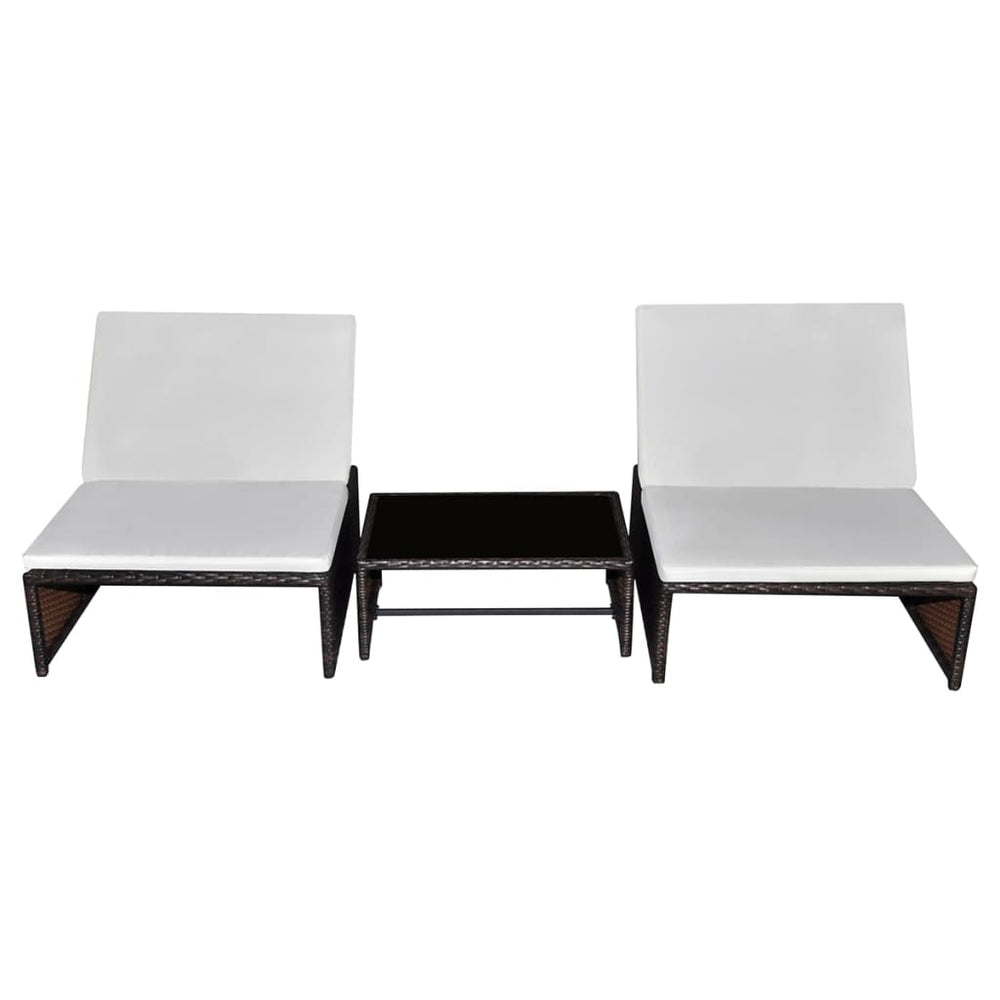 vidaXL Fauteuils d'extérieur avec accoudoirs 2 pcs et table Marron Résine tressée