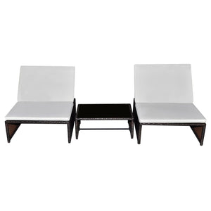 Outdoor Lehnstühle mit Tisch, Braun Rattan, 2er Set