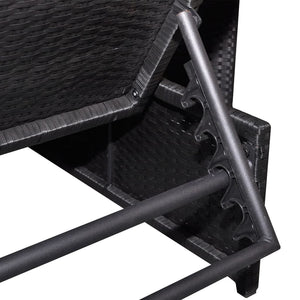 Outdoor Lehnstühle mit Tisch, Poly-Rattan Schwarz, 2er Set
