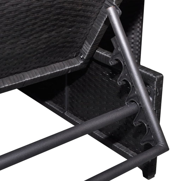 Outdoor Lehnstühle mit Tisch, Poly-Rattan Schwarz, 2er Set