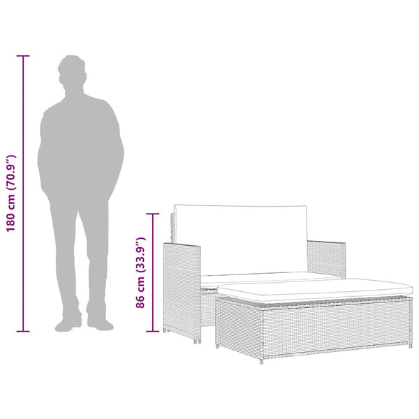 Gartensofa Poly Rattan Braun