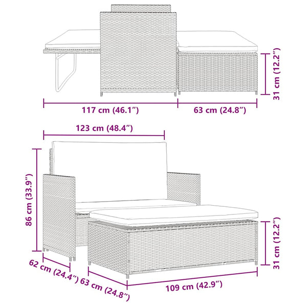 Gartensofa Poly Rattan Braun