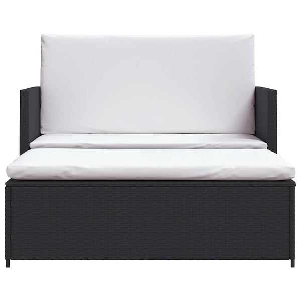 2-tlg. Garten-Lounge-Set mit Auflagen Poly Rattan Schwarz
