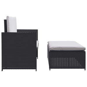 2-tlg. Garten-Lounge-Set mit Auflagen Poly Rattan Schwarz