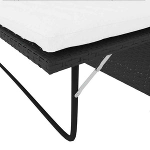 2-tlg. Garten-Lounge-Set mit Auflagen Poly Rattan Schwarz